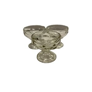 Vintage Set of 3 Pedestal Ice Cream Sherbet Dessert Fruit Bowls Clear Glass